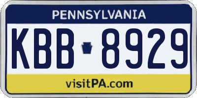 PA license plate KBB8929