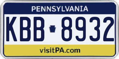 PA license plate KBB8932