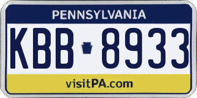 PA license plate KBB8933
