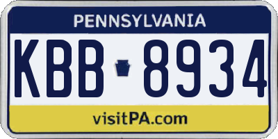 PA license plate KBB8934