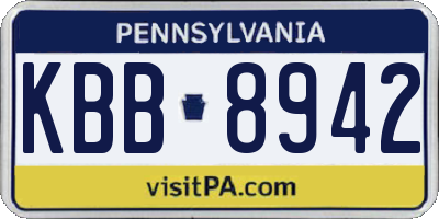 PA license plate KBB8942