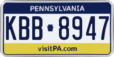 PA license plate KBB8947