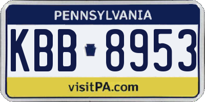 PA license plate KBB8953