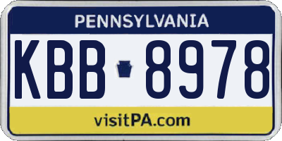 PA license plate KBB8978