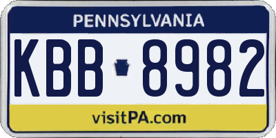 PA license plate KBB8982