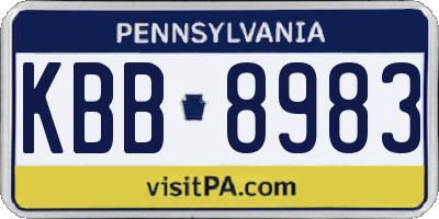 PA license plate KBB8983