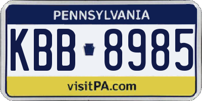 PA license plate KBB8985