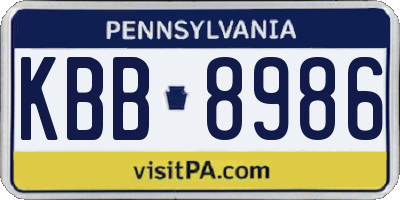 PA license plate KBB8986