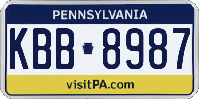 PA license plate KBB8987