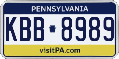 PA license plate KBB8989