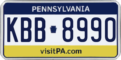 PA license plate KBB8990