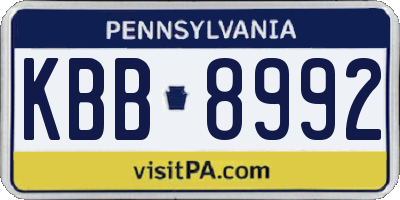 PA license plate KBB8992