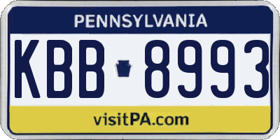 PA license plate KBB8993