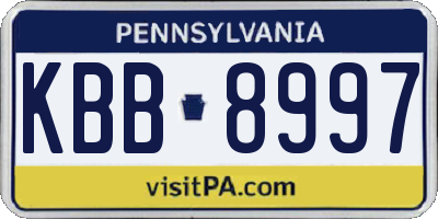 PA license plate KBB8997