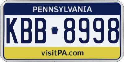PA license plate KBB8998