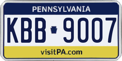 PA license plate KBB9007