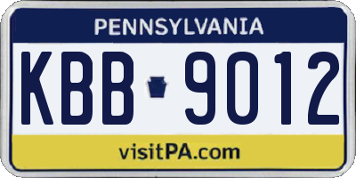 PA license plate KBB9012