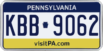 PA license plate KBB9062