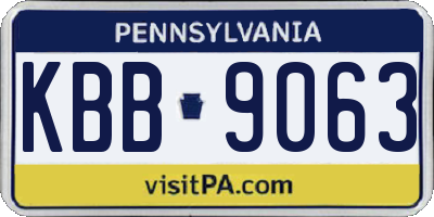 PA license plate KBB9063