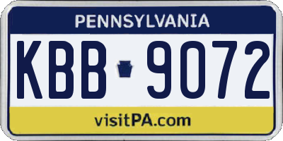 PA license plate KBB9072