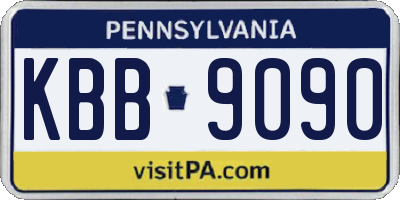 PA license plate KBB9090