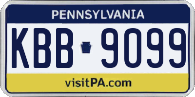 PA license plate KBB9099