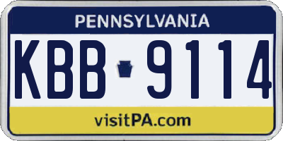 PA license plate KBB9114
