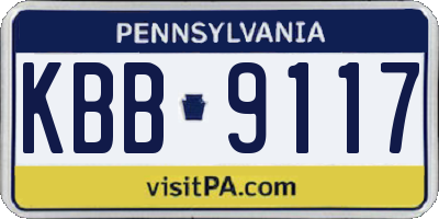 PA license plate KBB9117