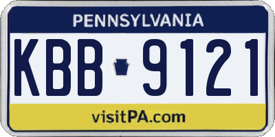 PA license plate KBB9121