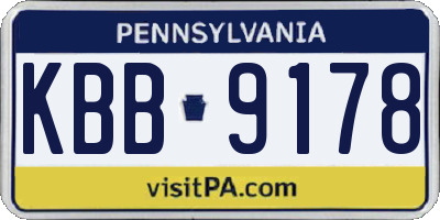 PA license plate KBB9178