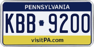 PA license plate KBB9200