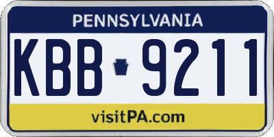 PA license plate KBB9211
