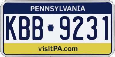 PA license plate KBB9231