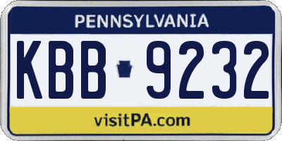 PA license plate KBB9232