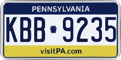 PA license plate KBB9235