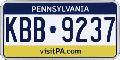 PA license plate KBB9237