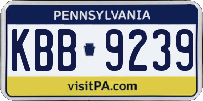 PA license plate KBB9239