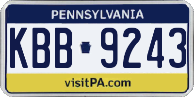 PA license plate KBB9243