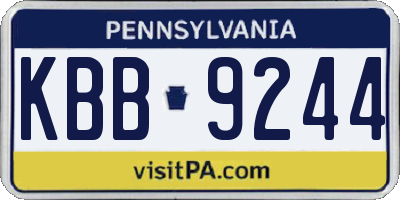 PA license plate KBB9244