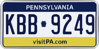 PA license plate KBB9249