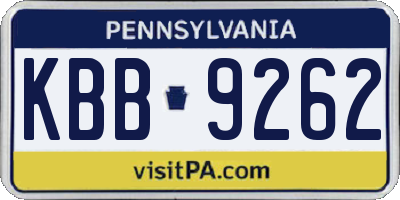 PA license plate KBB9262