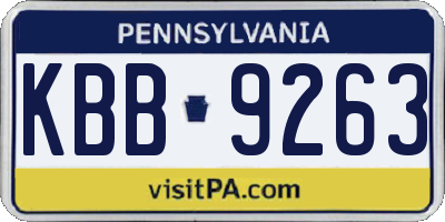 PA license plate KBB9263