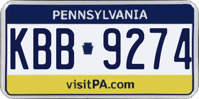 PA license plate KBB9274