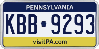 PA license plate KBB9293