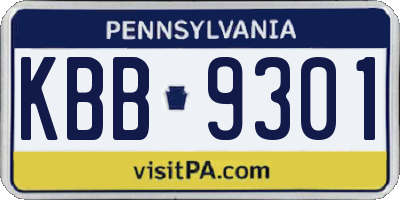 PA license plate KBB9301