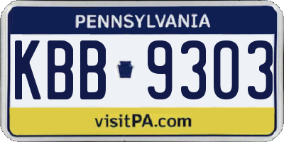 PA license plate KBB9303