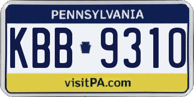 PA license plate KBB9310