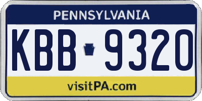 PA license plate KBB9320