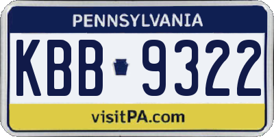 PA license plate KBB9322