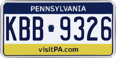 PA license plate KBB9326